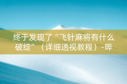 终于发现了“飞针麻将有什么破绽”（详细透视教程）-哔哩哔哩