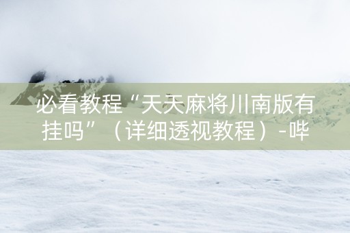 必看教程“天天麻将川南版有挂吗”（详细透视教程）-哔哩哔哩