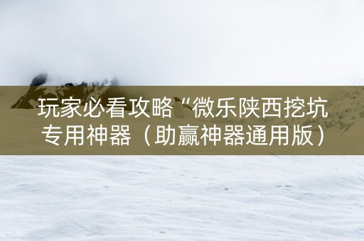 玩家必看攻略“微乐陕西挖坑专用神器（助赢神器通用版）