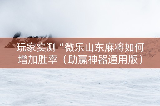 玩家实测“微乐山东麻将如何增加胜率（助赢神器通用版）