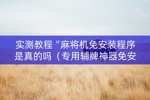 实测教程“麻将机免安装程序是真的吗（专用辅牌神器免安装）