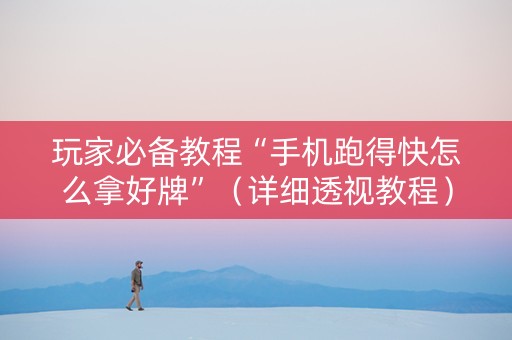玩家必备教程“手机跑得快怎么拿好牌”（详细透视教程）-哔哩哔哩