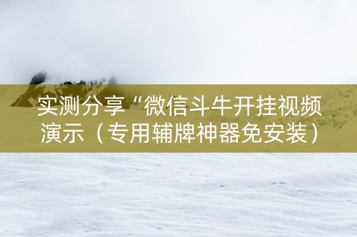 实测分享“微信斗牛开挂视频演示（专用辅牌神器免安装）