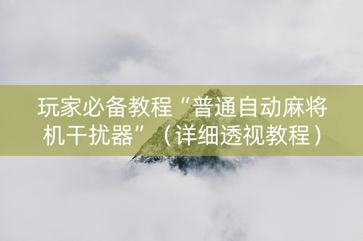 玩家必备教程“普通自动麻将机干扰器”（详细透视教程）-哔哩哔哩