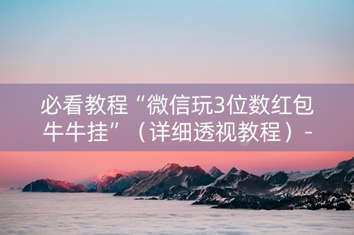 必看教程“微信玩3位数红包牛牛挂”（详细透视教程）-哔哩哔哩