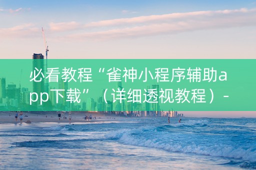 必看教程“雀神小程序辅助app下载”（详细透视教程）-哔哩哔哩
