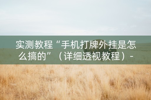 实测教程“手机打牌外挂是怎么搞的”（详细透视教程）-哔哩哔哩