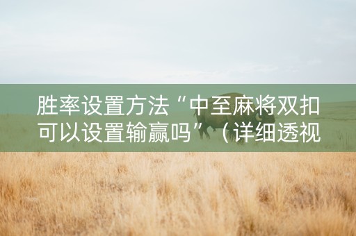 胜率设置方法“中至麻将双扣可以设置输赢吗”（详细透视教程）-哔哩哔哩