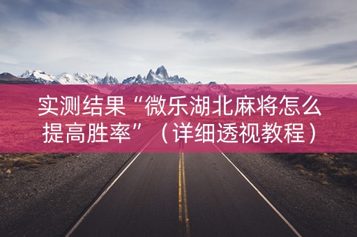 实测结果“微乐湖北麻将怎么提高胜率”（详细透视教程）-哔哩哔哩