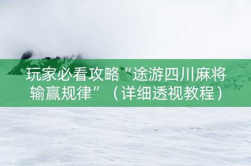 玩家必看攻略“途游四川麻将输赢规律”（详细透视教程）-哔哩哔哩