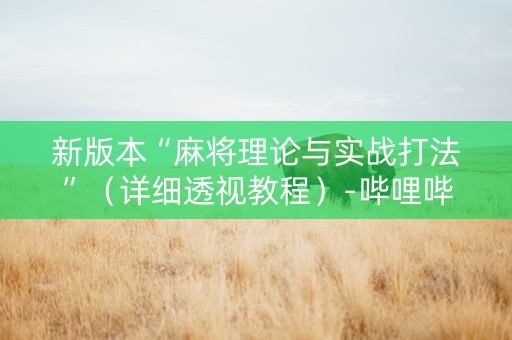新版本“麻将理论与实战打法”（详细透视教程）-哔哩哔哩