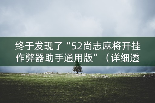 终于发现了“52尚志麻将开挂作弊器助手通用版”（详细透视教程）-哔哩哔哩