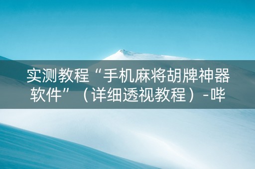 实测教程“手机麻将胡牌神器软件”（详细透视教程）-哔哩哔哩