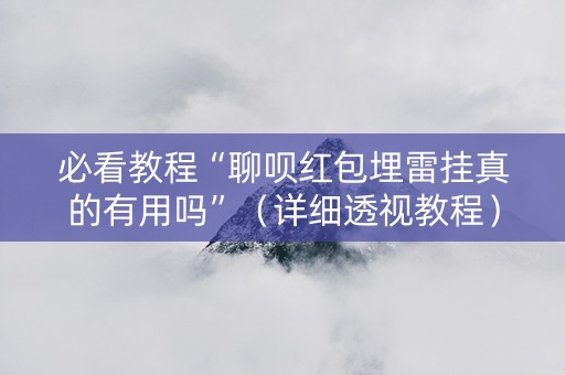 必看教程“聊呗红包埋雷挂真的有用吗”（详细透视教程）-哔哩哔哩