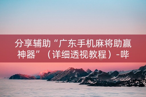 分享辅助“广东手机麻将助赢神器”（详细透视教程）-哔哩哔哩
