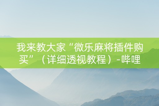 我来教大家“微乐麻将插件购买”（详细透视教程）-哔哩哔哩