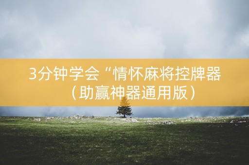 3分钟学会“情怀麻将控牌器（助赢神器通用版）