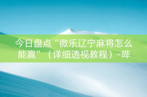 今日盘点“微乐辽宁麻将怎么能赢”（详细透视教程）-哔哩哔哩