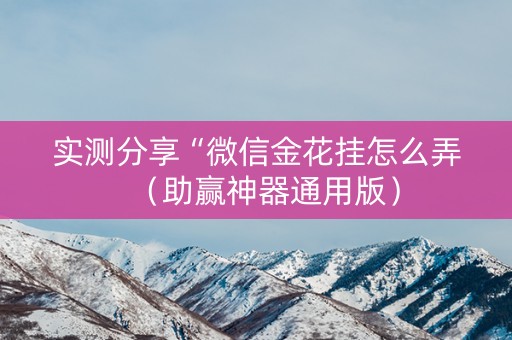 实测分享“微信金花挂怎么弄（助赢神器通用版）
