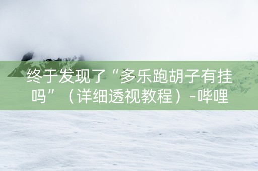 终于发现了“多乐跑胡子有挂吗”（详细透视教程）-哔哩哔哩