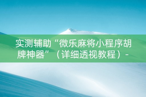 实测辅助“微乐麻将小程序胡牌神器”（详细透视教程）-哔哩哔哩