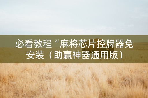 必看教程“麻将芯片控牌器免安装（助赢神器通用版）