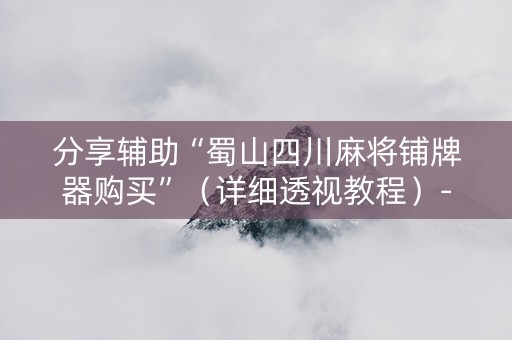 分享辅助“蜀山四川麻将铺牌器购买”（详细透视教程）-哔哩哔哩