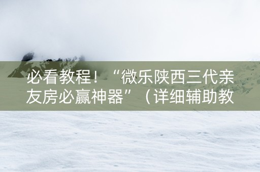 必看教程！“微乐陕西三代亲友房必赢神器”（详细辅助教程）-哔哩哔哩