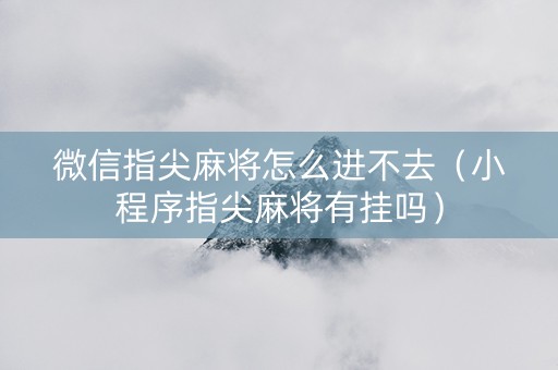 微信指尖麻将怎么进不去（小程序指尖麻将有挂吗）