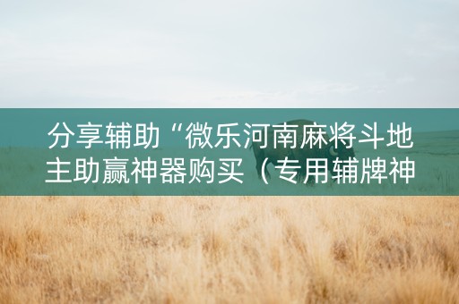分享辅助“微乐河南麻将斗地主助赢神器购买（专用辅牌神器免安装）
