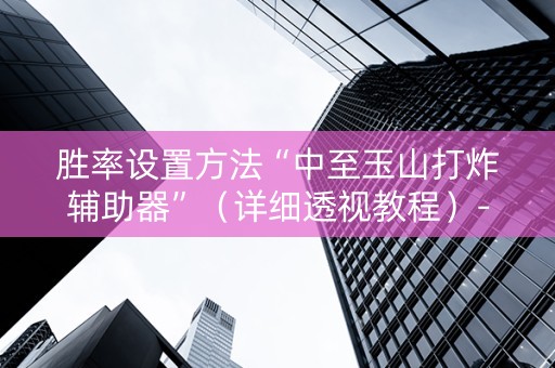 胜率设置方法“中至玉山打炸辅助器”（详细透视教程）-哔哩哔哩