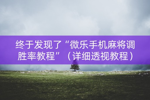 终于发现了“微乐手机麻将调胜率教程”（详细透视教程）-哔哩哔哩