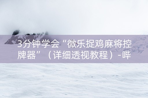 3分钟学会“微乐捉鸡麻将控牌器”（详细透视教程）-哔哩哔哩