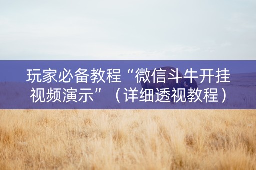 玩家必备教程“微信斗牛开挂视频演示”（详细透视教程）-哔哩哔哩