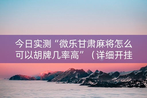 今日实测“微乐甘肃麻将怎么可以胡牌几率高”（详细开挂教程）-哔哩哔哩