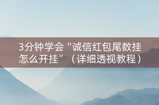 3分钟学会“诚信红包尾数挂怎么开挂”（详细透视教程）-哔哩哔哩