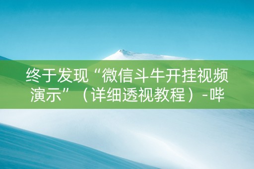 终于发现“微信斗牛开挂视频演示”（详细透视教程）-哔哩哔哩