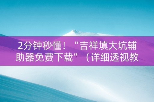 2分钟秒懂！“吉祥填大坑辅助器免费下载”（详细透视教程）-哔哩哔哩