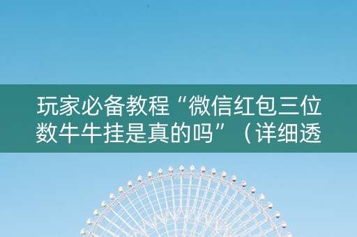 玩家必备教程“微信红包三位数牛牛挂是真的吗”（详细透视教程）-哔哩哔哩