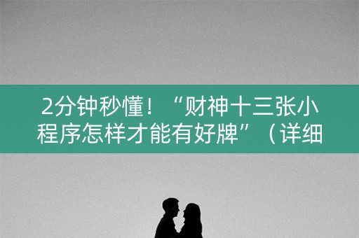 2分钟秒懂！“财神十三张小程序怎样才能有好牌”（详细辅助教程）-哔哩哔哩