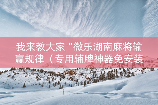 我来教大家“微乐湖南麻将输赢规律（专用辅牌神器免安装）