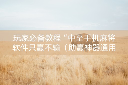 玩家必备教程“中至手机麻将软件只赢不输（助赢神器通用版）