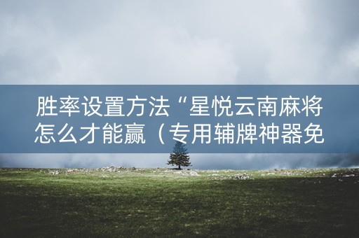 胜率设置方法“星悦云南麻将怎么才能赢（专用辅牌神器免安装）