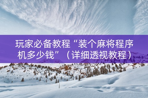 玩家必备教程“装个麻将程序机多少钱”（详细透视教程）-哔哩哔哩