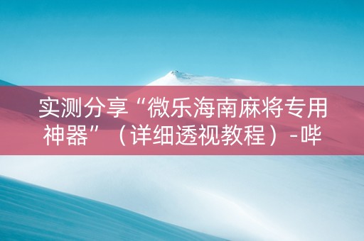 实测分享“微乐海南麻将专用神器”（详细透视教程）-哔哩哔哩