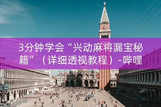 3分钟学会“兴动麻将漏宝秘籍”（详细透视教程）-哔哩哔哩