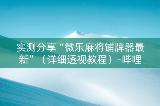 实测分享“微乐麻将铺牌器最新”（详细透视教程）-哔哩哔哩