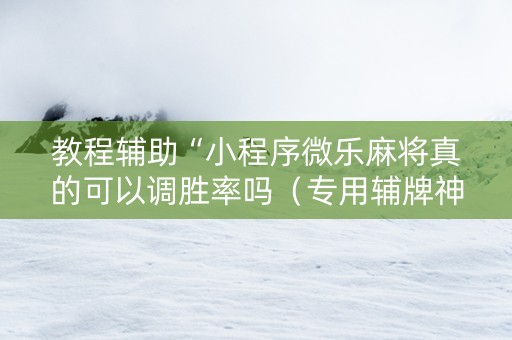 教程辅助“小程序微乐麻将真的可以调胜率吗（专用辅牌神器免安装）