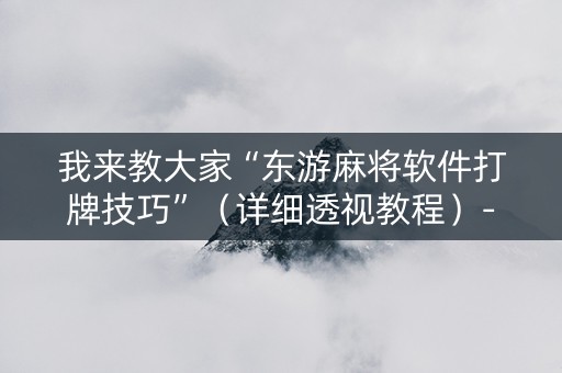 我来教大家“东游麻将软件打牌技巧”（详细透视教程）-哔哩哔哩