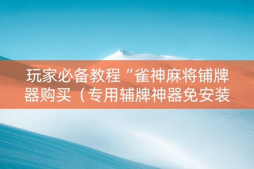 玩家必备教程“雀神麻将铺牌器购买（专用辅牌神器免安装）
